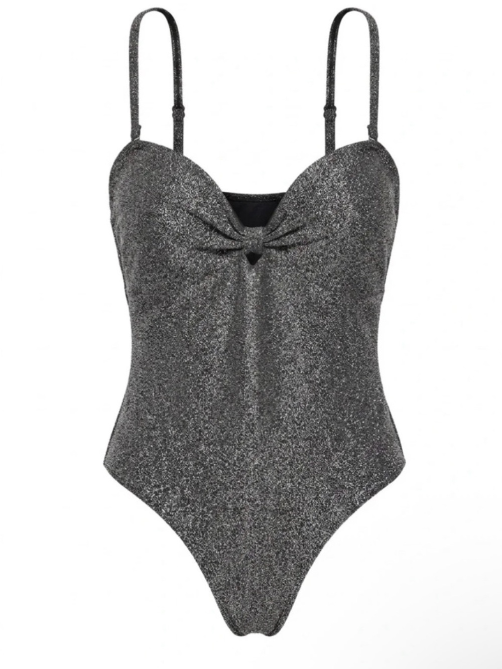 Betsey Johnson Silver Shimmer One-Piece Swimsuit